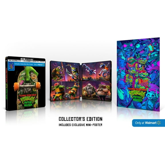 Teenage Mutant Ninja Turtles: Mutant Mayhem (Steelbook) (Walmart Exclusive) (4K Ultra HD + Blu-Ray + Digital Copy) with Exclusive Poster