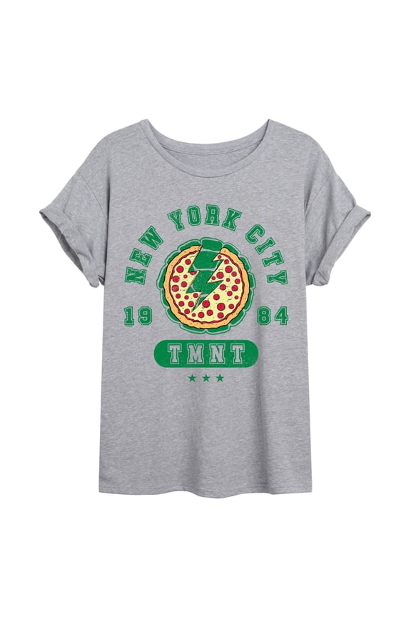 - NYC Pizza Shell - Juniors Oversized Graphic T-Shirt