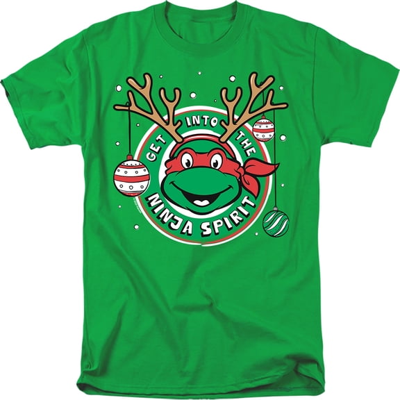 Teenage Mutant Ninja Turtles Ninja Christmas Spirit Unisex Adult T Shirt, Kelly Green, 2X-Large