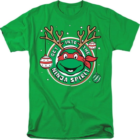 Teenage Mutant Ninja Turtles Ninja Christmas Spirit Unisex Adult T Shirt, Kelly Green, Medium