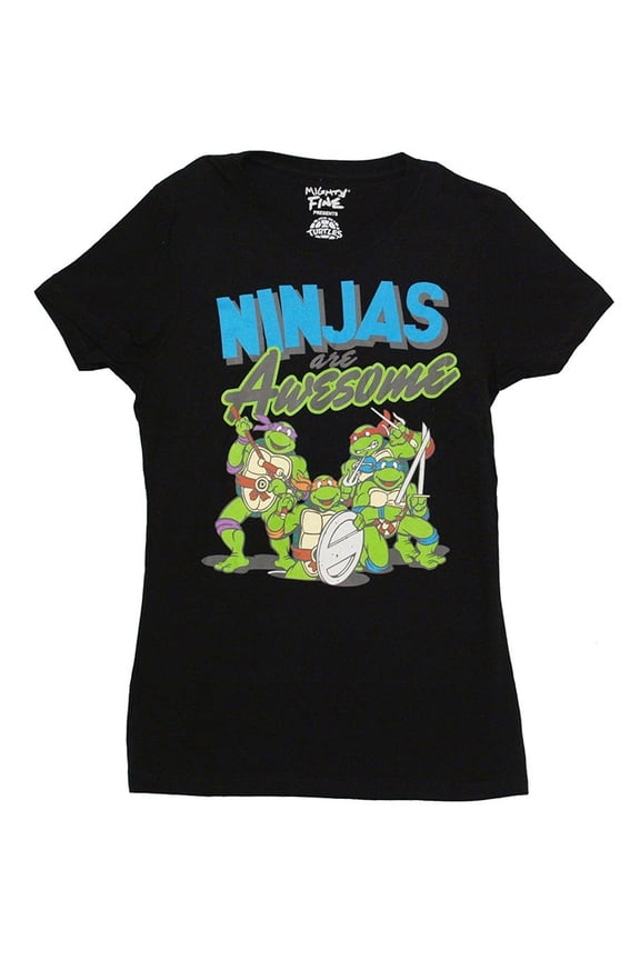 Teenage Mutant Ninja Turtles Ninjas Are Awesome Juniors Black T-Shirt