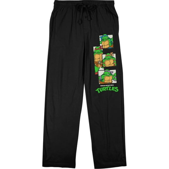 Teenage Mutant Ninja Turtles Original Four Mens Black Drawstring Sleep Pajama Pants-Medium