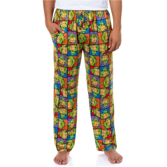 Teenage Mutant Ninja Turtles Pajama Pants Men's Character Grid Loungewear Sleep Bottoms