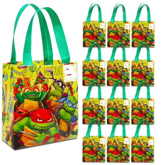 Teenage Mutant Ninja Turtles Party Favor Bags Set 12 of 8" Pack TMNT Party Goodie Bags for Kids Bulk Reusable | TMNT Birthday Party Supplies