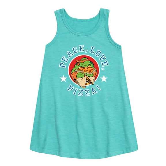 Teenage Mutant Ninja Turtles - Peace Love Pizza - Toddler & Youth Girls A-line Dress