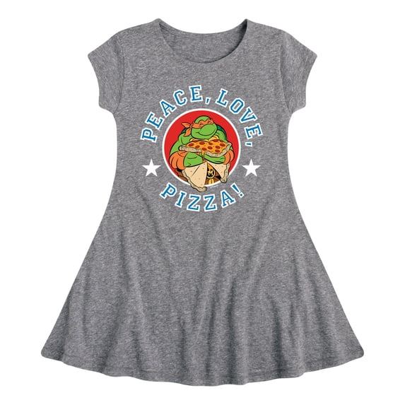 Teenage Mutant Ninja Turtles - Peace Love Pizza - Toddler & Youth Girls Fit & Flare Dress