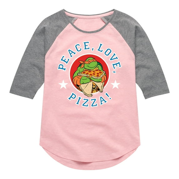 Teenage Mutant Ninja Turtles - Peace Love Pizza - Toddler & Youth Girls Raglan Tee