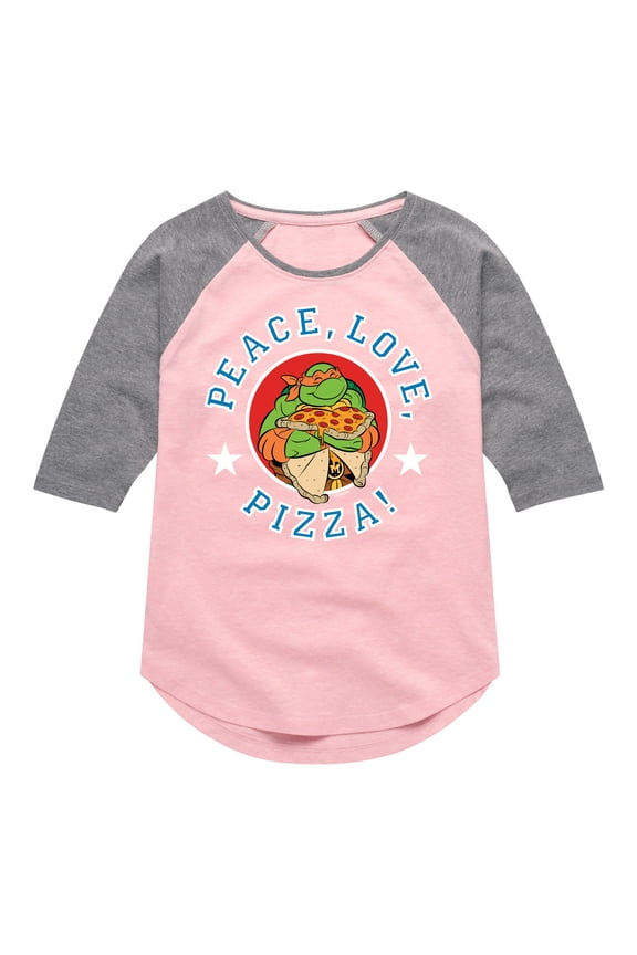 - Peace Love Pizza - Toddler & Youth Girls Raglan Tee
