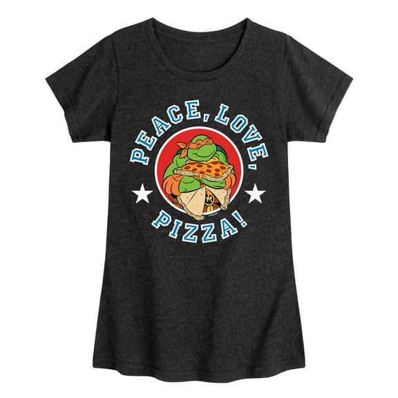 Teenage Mutant Ninja Turtles - Peace Love Pizza - Toddler & Youth Girls Short Sleeve Tee