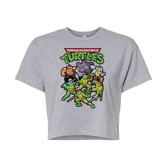 Teenage Mutant Ninja Turtles - Pixel Gaming Group - Juniors Cropped Cotton Blend T-Shirt