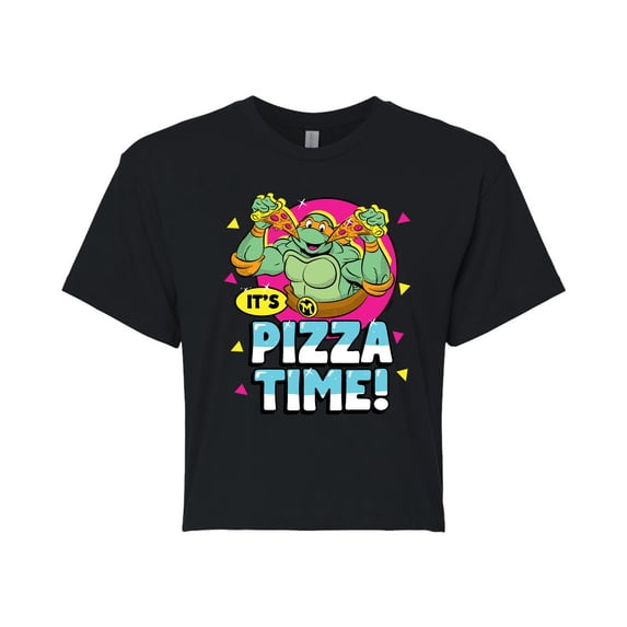 Teenage Mutant Ninja Turtles - Pizza Time - Juniors Cropped Cotton Blend T-Shirt