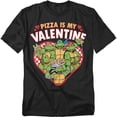 thumbnail image 1 of Teenage Mutant Ninja Turtles T-Shirt Pizza Is My Valentine Unisex Graphic Tee For Men & Women, 1 of 7