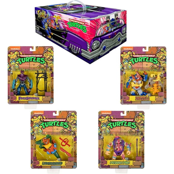 Teenage Mutant Ninja Turtles Classic Cohorts Foot Soldier, Mutangen Man, Leatherhead & Wingnut with Screwloose Action Figure 4-Pack