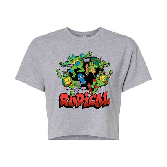 Teenage Mutant Ninja Turtles - Radical Group - Juniors Cropped Cotton Blend T-Shirt
