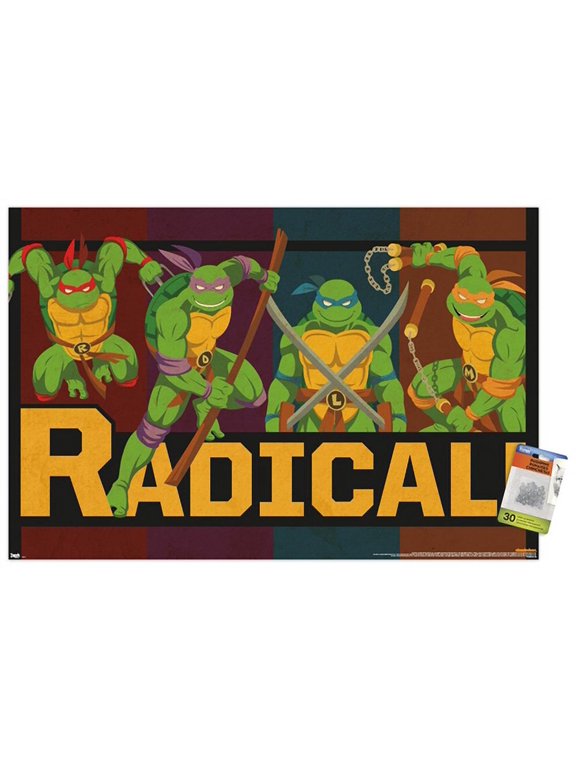 Teenage Mutant Ninja Turtles - Radical Wall Poster with Push Pins, 22.375" x 34"