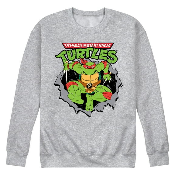 Teenage Mutant Ninja Turtles - Raphael Breaking Through Shirt - Men's Crew Neck Fleece Pullover