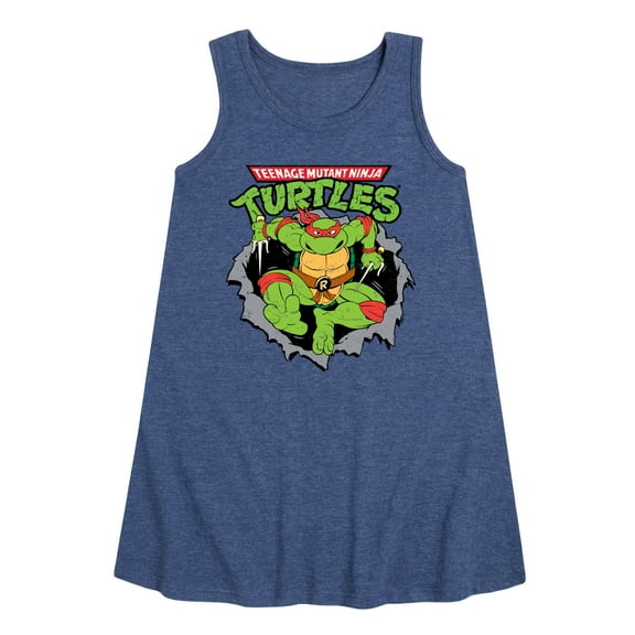 Teenage Mutant Ninja Turtles  - Raphael Breaking Through Shirt  - Toddler & Youth Girls A-line Dress