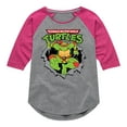 thumbnail image 1 of Teenage Mutant Ninja Turtles  - Raphael Breaking Through Shirt  - Toddler & Youth Girls Raglan Graphic T-Shirt, 1 of 5