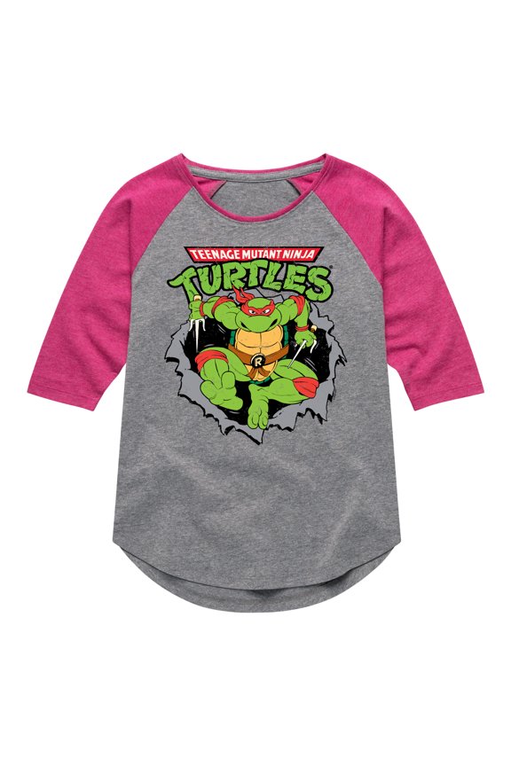 - Raphael Breaking Through Shirt - Toddler & Youth Girls Raglan Graphic T-Shirt
