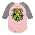 thumbnail image 1 of Teenage Mutant Ninja Turtles  - Raphael Breaking Through Shirt  - Toddler & Youth Girls Raglan Graphic T-Shirt, 1 of 5