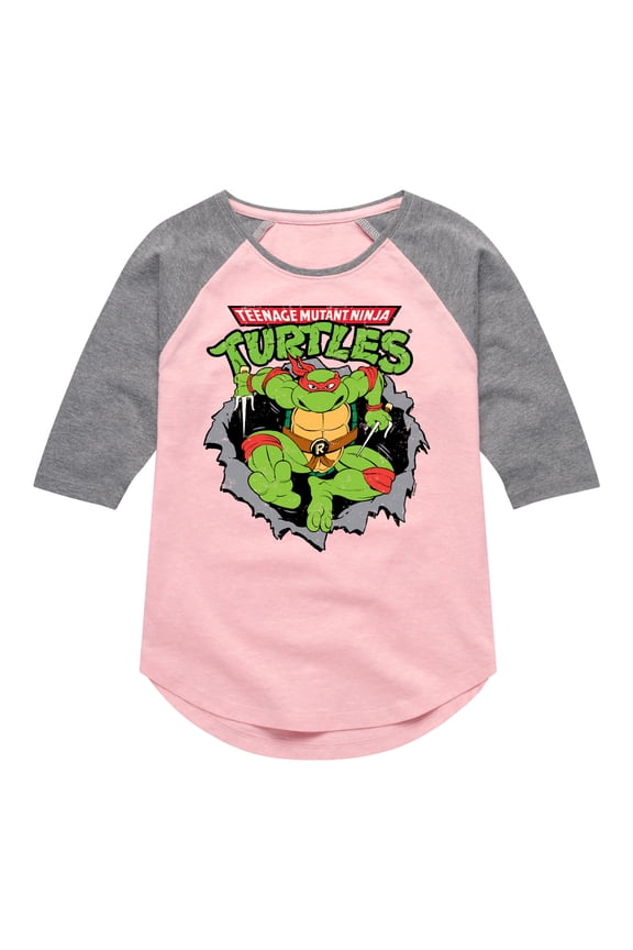 - Raphael Breaking Through Shirt - Toddler & Youth Girls Raglan Graphic T-Shirt