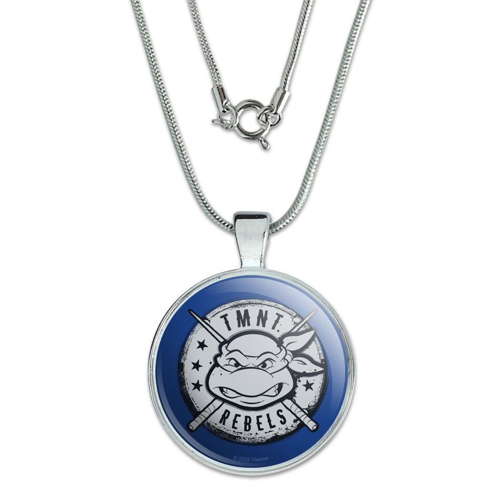 GRAPHICS AND MORE Teenage Mutant Ninja Turtles Rebels Badge 1" Pendant with Sterling Silver Plated Chain