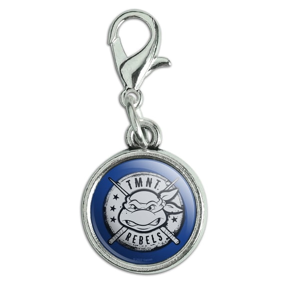 Teenage Mutant Ninja Turtles Rebels Badge Antiqued Bracelet Pendant Zipper Pull Charm with Lobster Clasp