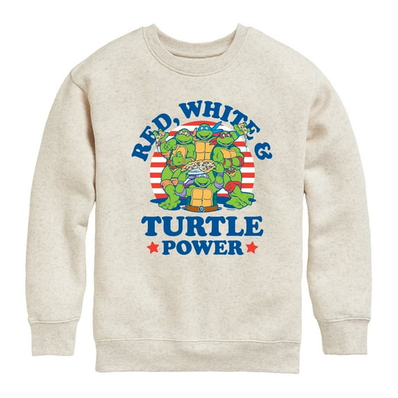 Teenage Mutant Ninja Turtles - Red White Turtle Power - Youth Crewneck Fleece Sweatshirt