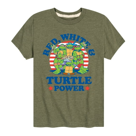 Teenage Mutant Ninja Turtles - Red White Turtle Power - Youth Short Sleeve Tee