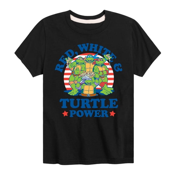Teenage Mutant Ninja Turtles - Red White Turtle Power - Youth Short Sleeve Tee