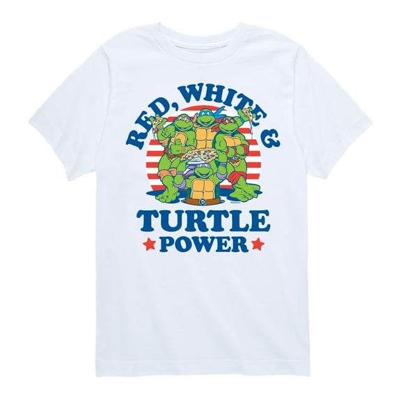 Teenage Mutant Ninja Turtles - Red White Turtle Power - Youth Short Sleeve Tee