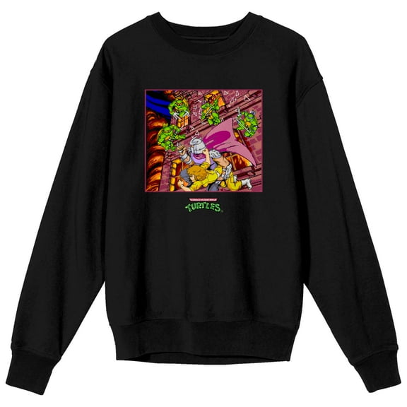 Teenage Mutant Ninja Turtles Rescue Mission Men's Black Long Sleeve Sweatshirt-XXL