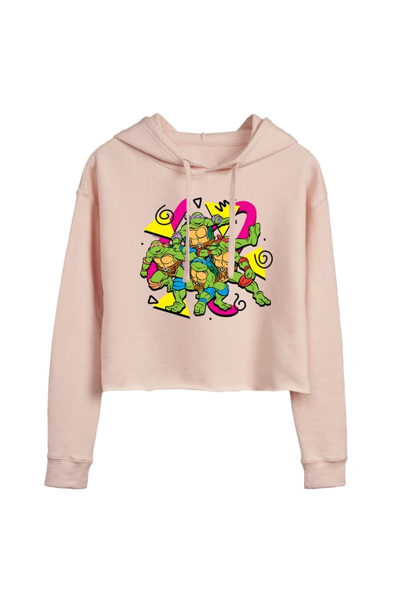 - Retro Character Group - Juniors Cropped Pullover Hoodie