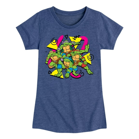 Teenage Mutant Ninja Turtles  - Retro Character Group  - Toddler & Youth Girls Short Sleeve Graphic T-Shirt