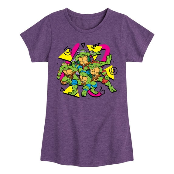 Teenage Mutant Ninja Turtles - Retro Character Group - Toddler & Youth Girls Short Sleeve Graphic T-Shirt