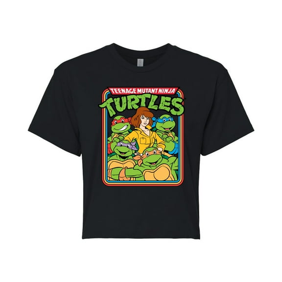 Teenage Mutant Ninja Turtles - Retro Group April - Juniors Cropped Cotton Blend T-Shirt