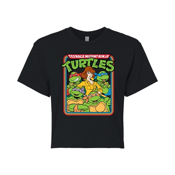 Teenage Mutant Ninja Turtles - Retro Group April - Juniors Cropped Cotton Blend T-Shirt