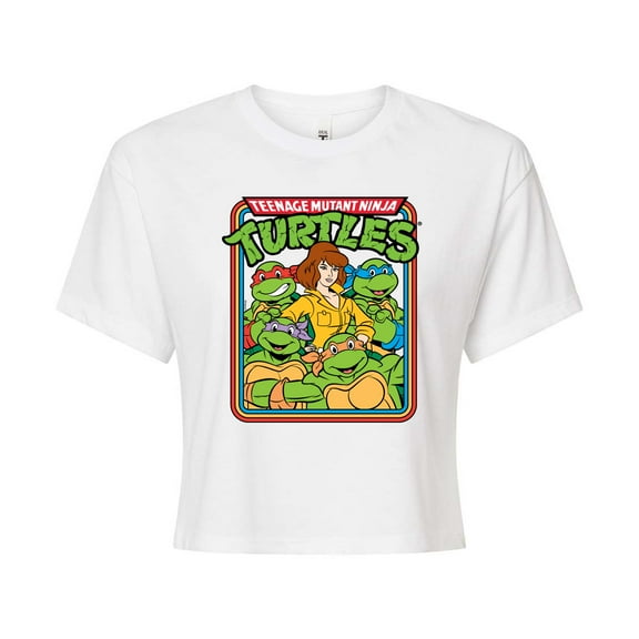 Teenage Mutant Ninja Turtles - Retro Group April - Juniors Cropped Cotton Blend T-Shirt