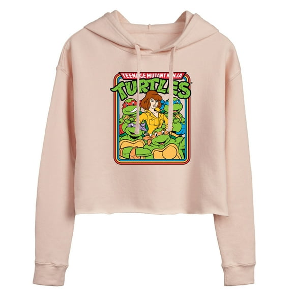 Teenage Mutant Ninja Turtles - Retro Group April - Juniors Cropped Pullover Hoodie