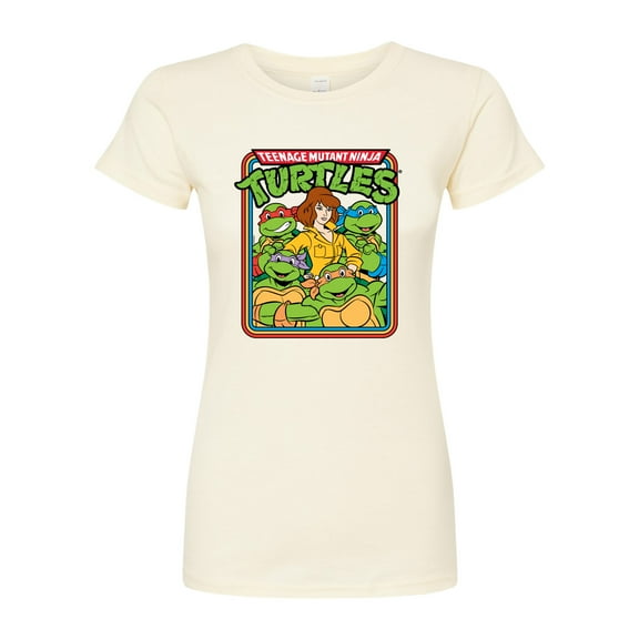 Teenage Mutant Ninja Turtles - Retro Group April - Juniors Fitted Graphic T-Shirt