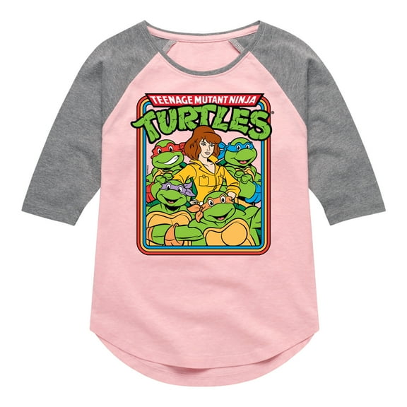 Teenage Mutant Ninja Turtles  - Retro Group April - Toddler & Youth Girls Raglan Graphic T-Shirt