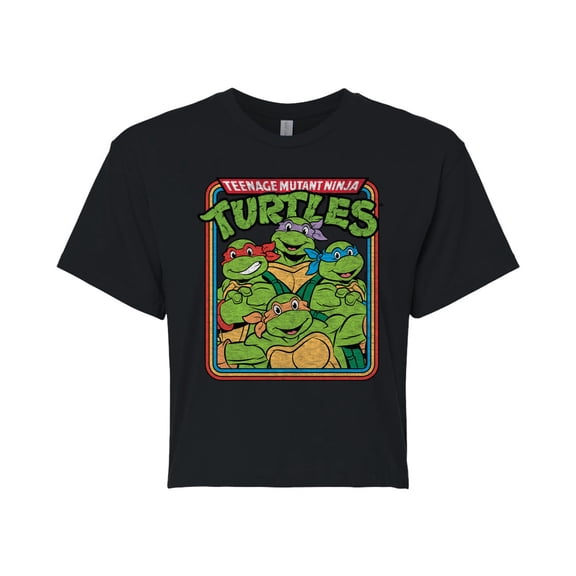 Teenage Mutant Ninja Turtles - Retro Group - Juniors Cropped Cotton Blend T-Shirt