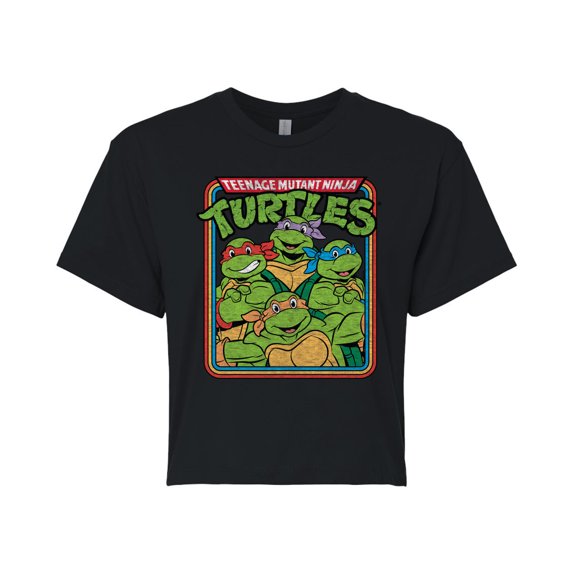 Teenage Mutant Ninja Turtles - Retro Group - Juniors Cropped Cotton Blend T-Shirt