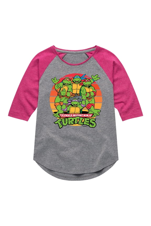 - Retro Sunset - Girls Shirt Tail Raglan