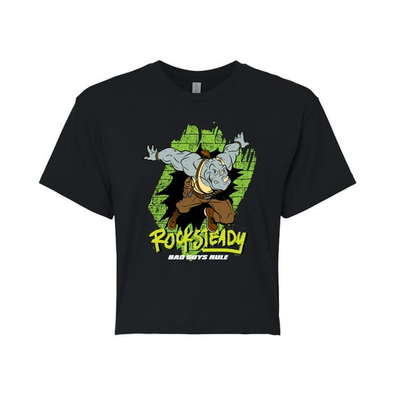 Teenage Mutant Ninja Turtles - Rocksteady Character - Juniors Cropped Cotton Blend T-Shirt
