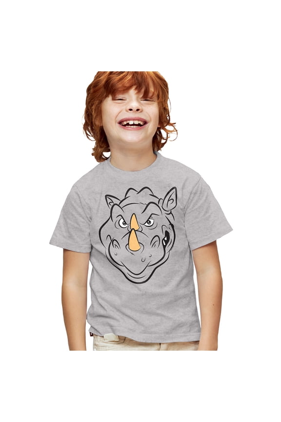 Rocksteady Face Kids T Shirt for Youth Boys and Girls, Athletic Heather, Medium