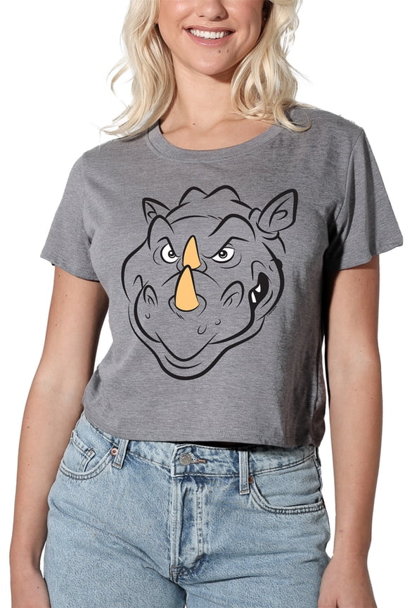 Rocksteady Face Women's Crop Top T-Shirt, Athletic Heather, Medium