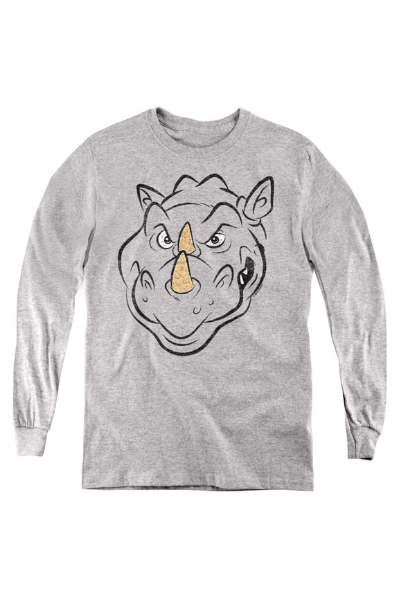 Rocksteady Face Youth Long Sleeve T Shirt, Athletic Heather, Medium