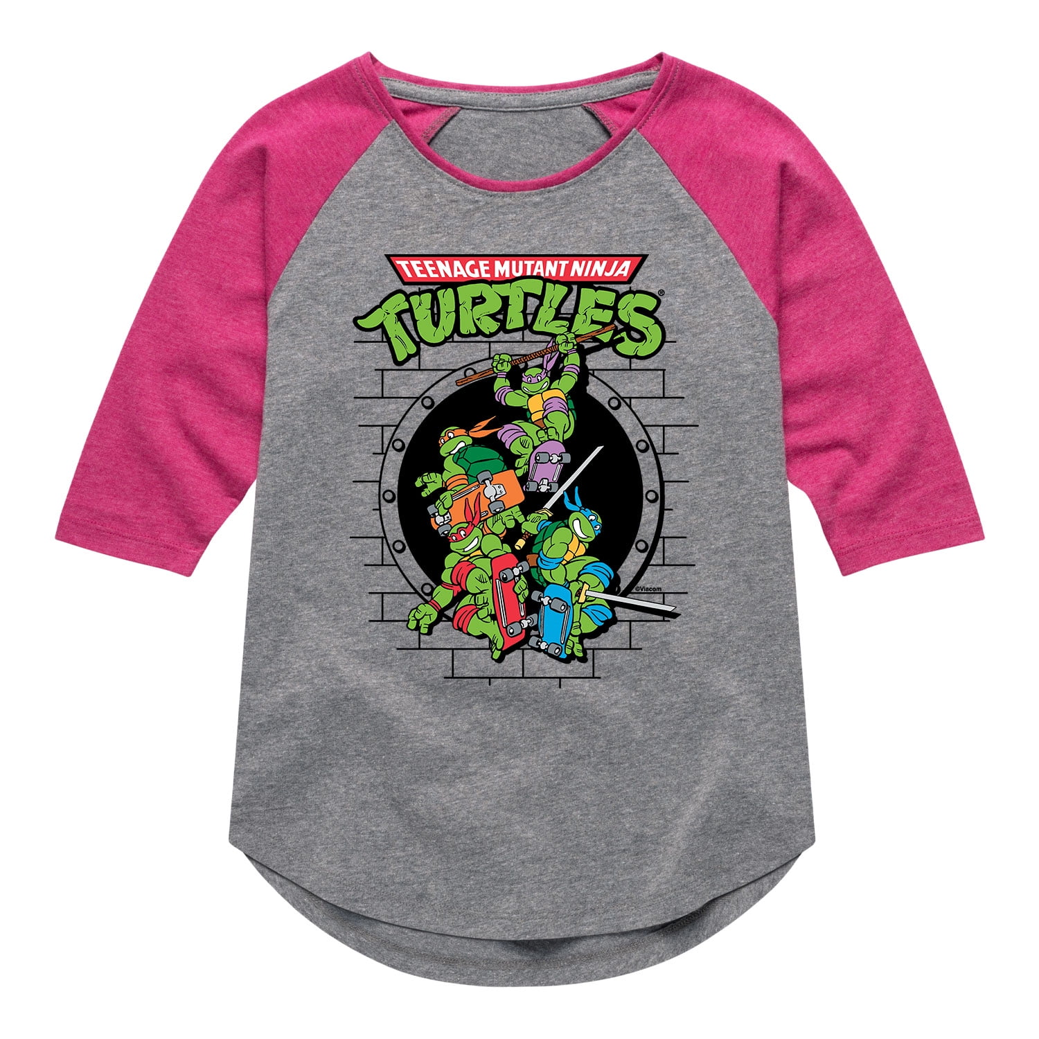 Teenage Mutant Ninja Turtles - Sewer Skateboard - Girls Shirt Tail Raglan