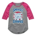 thumbnail image 1 of Teenage Mutant Ninja Turtles - Shells And Stripes - Toddler & Youth Girls Raglan Tee, 1 of 4